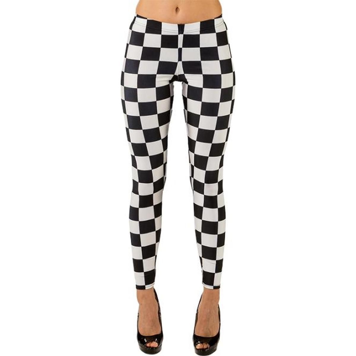 Leggins quadri nere bianchi