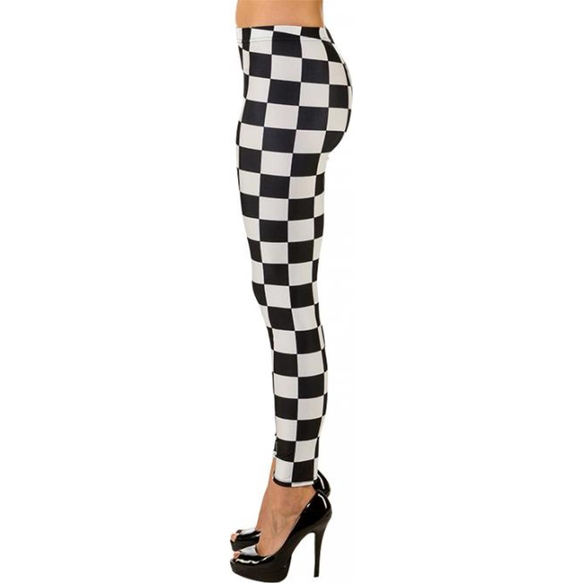 Leggins quadri nere bianchi