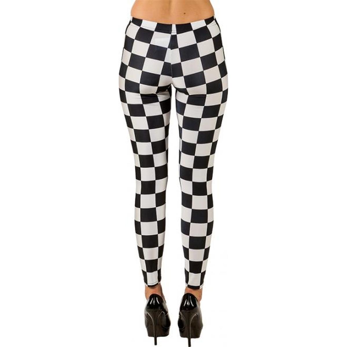 Leggins quadri nere bianchi