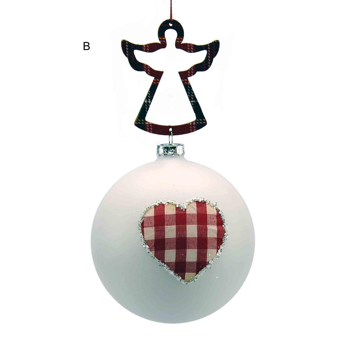 Pallina natalizia vetro bianca opaca cuore Ø 10 cm