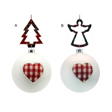 Pallina natalizia vetro bianca opaca cuore Ø 10 cm