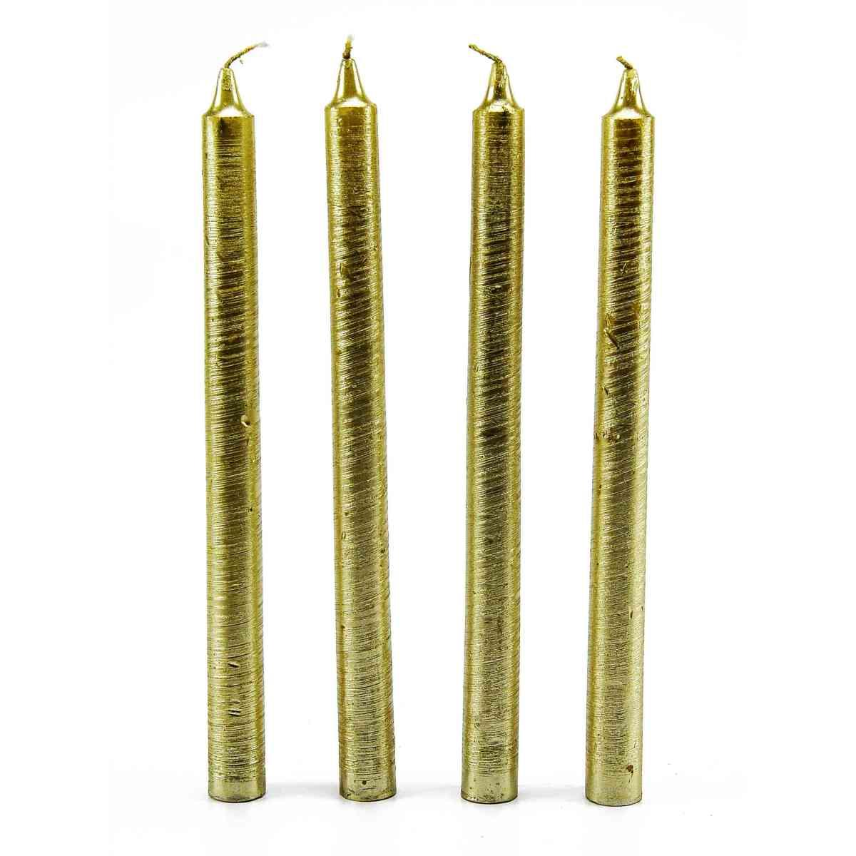 Candela oro champagne Set 4 pz