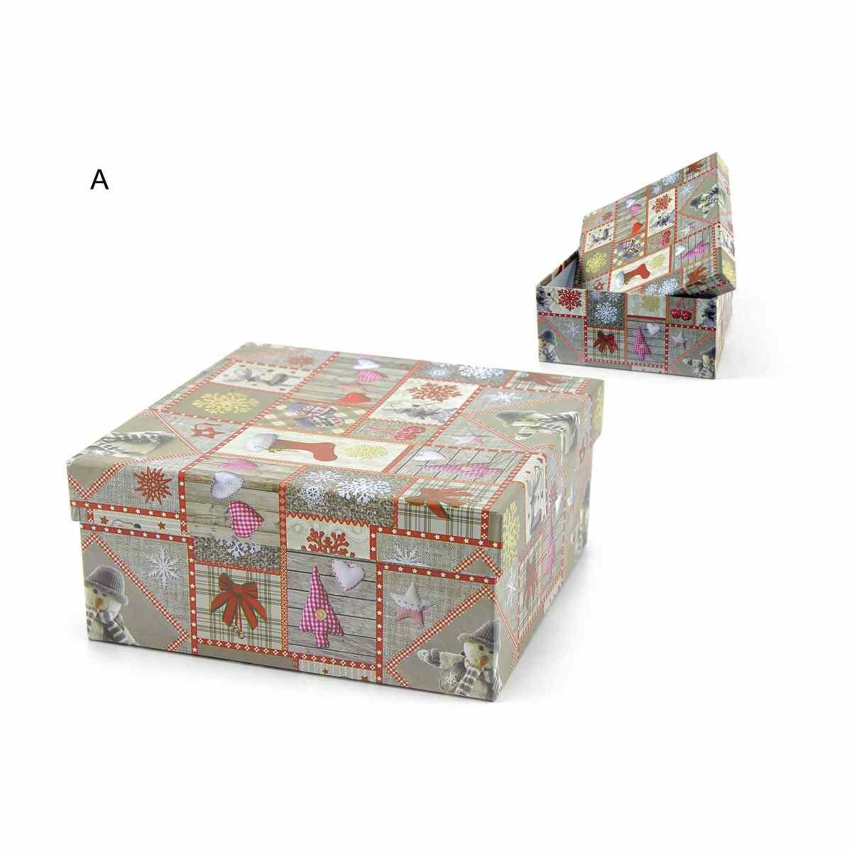 Scatola regalo natalizia quadrata 4 misure