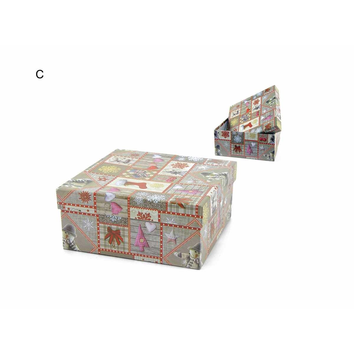 Scatola regalo natalizia quadrata 4 misure