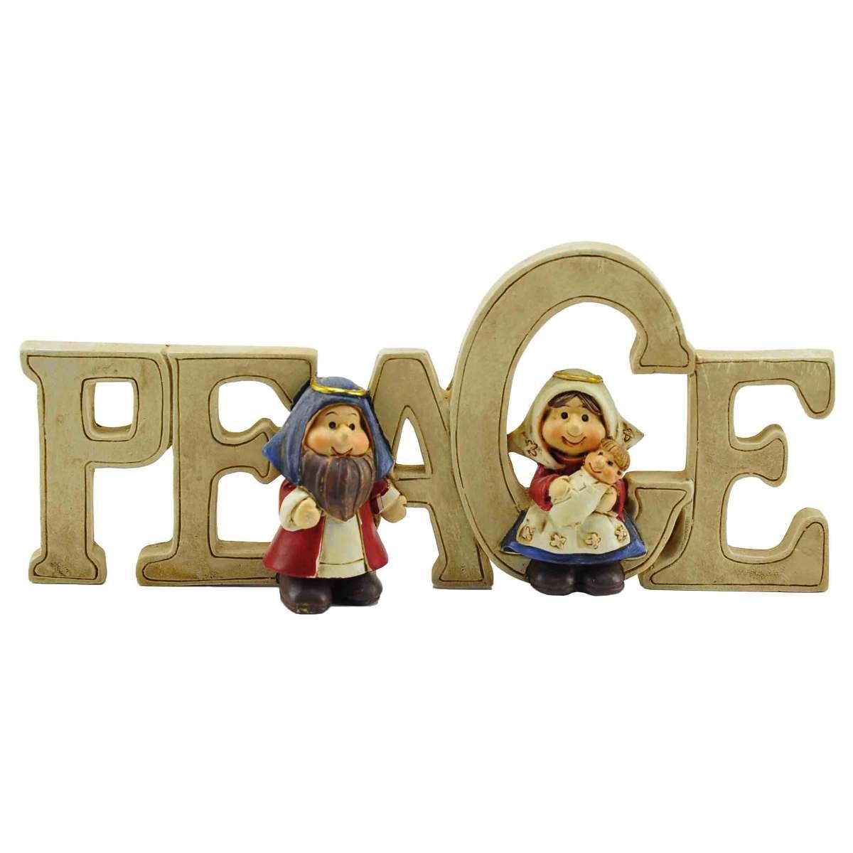 Scritta peace natività ceramica