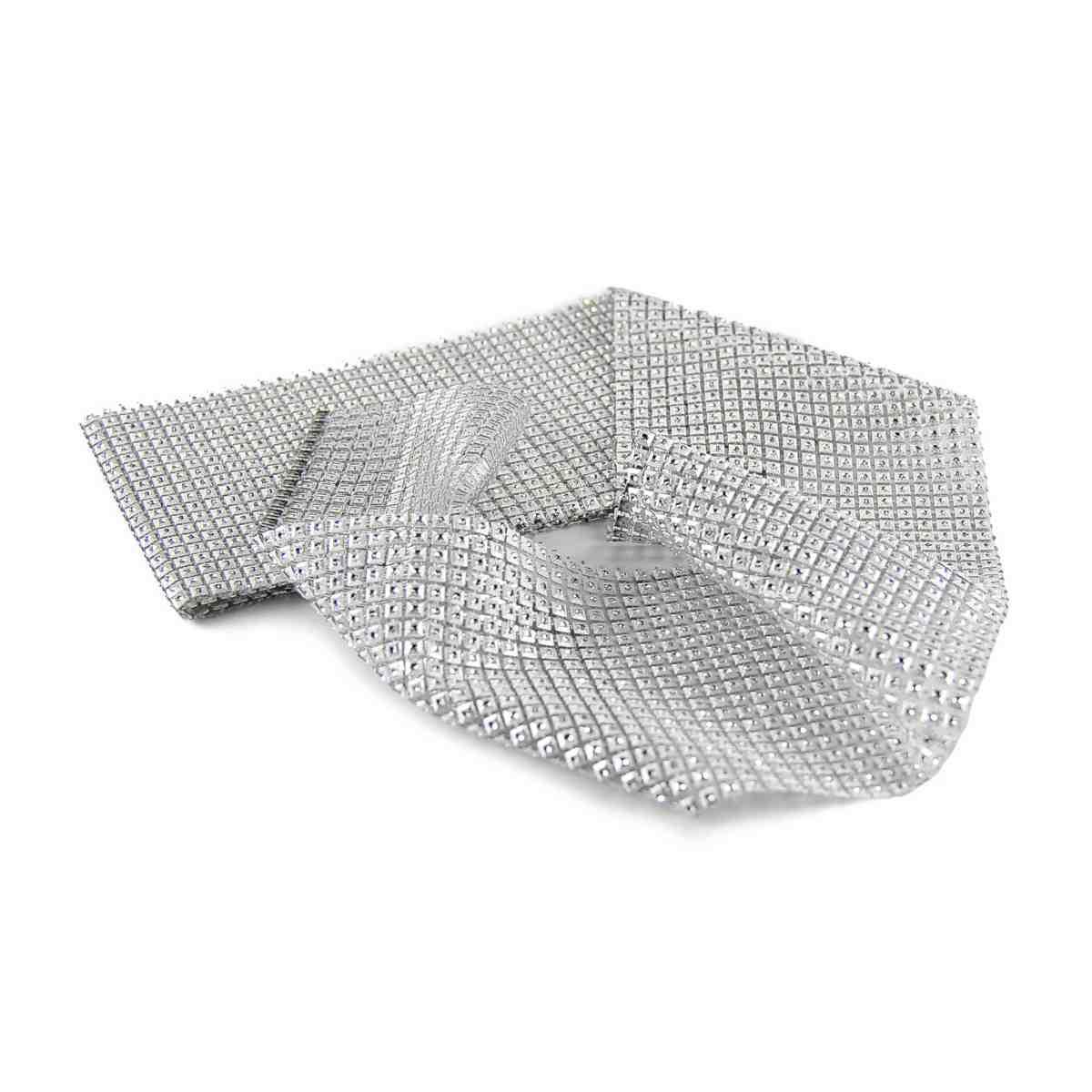 Nastro natalizio strass argento 1,5 mt