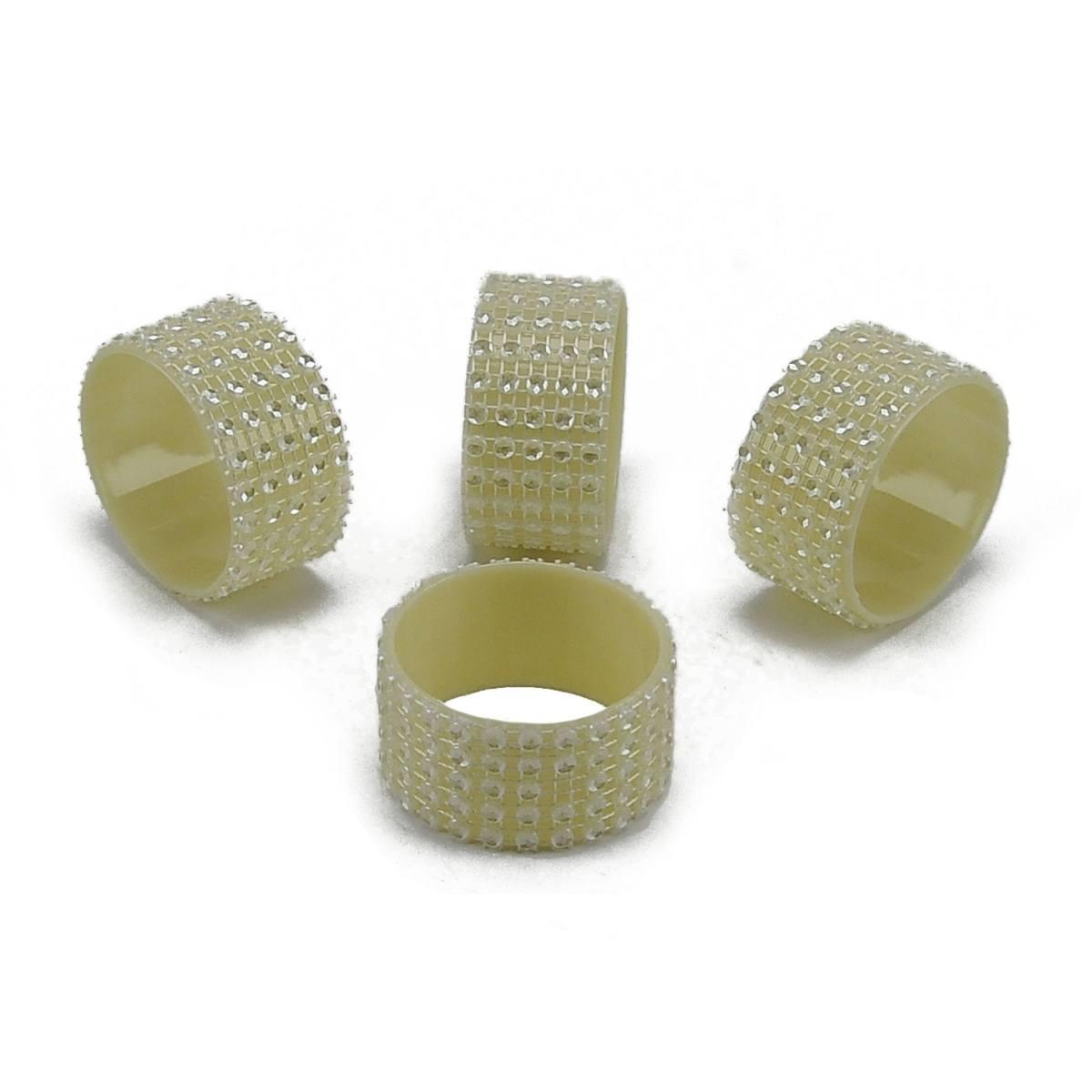 Porta tovaglioli natalizi strass bianchi Set 4 pz