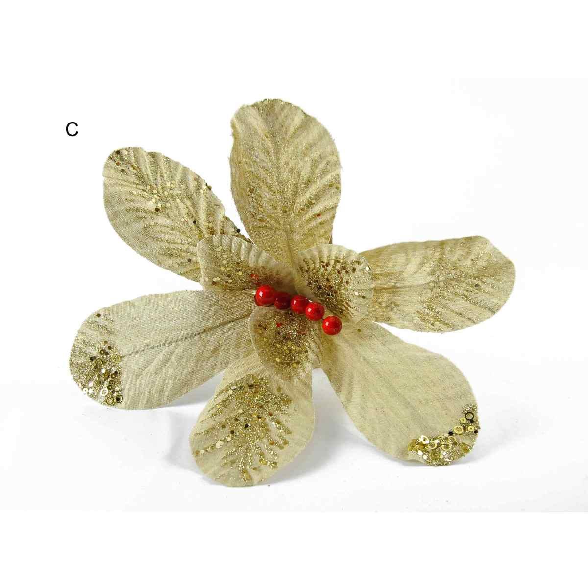 Fiore natale in tessuto 3 colori 40 x 51 cm
