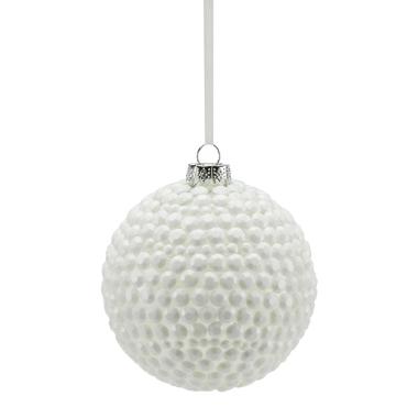 Pallina natalizia vetro trasparente palline bianche Ø 10 cm