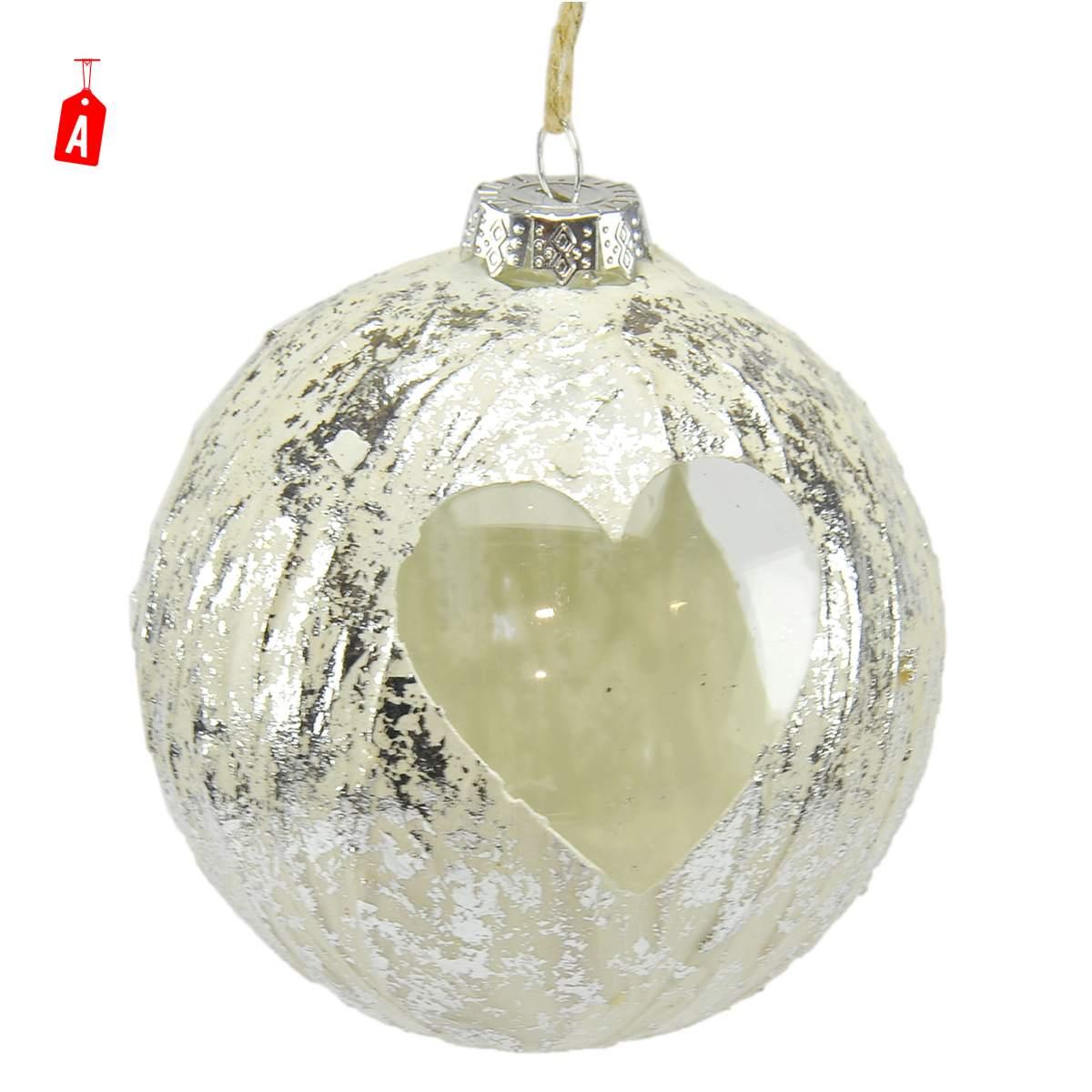Pallina natalizia vetro argento sat Ø 10 cm