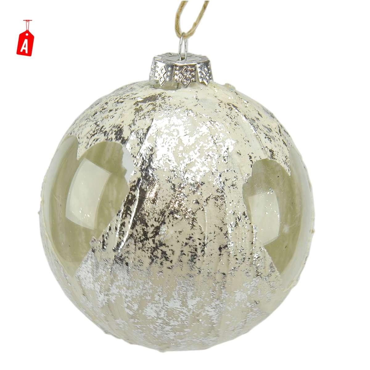 Pallina natalizia vetro argento sat Ø 10 cm