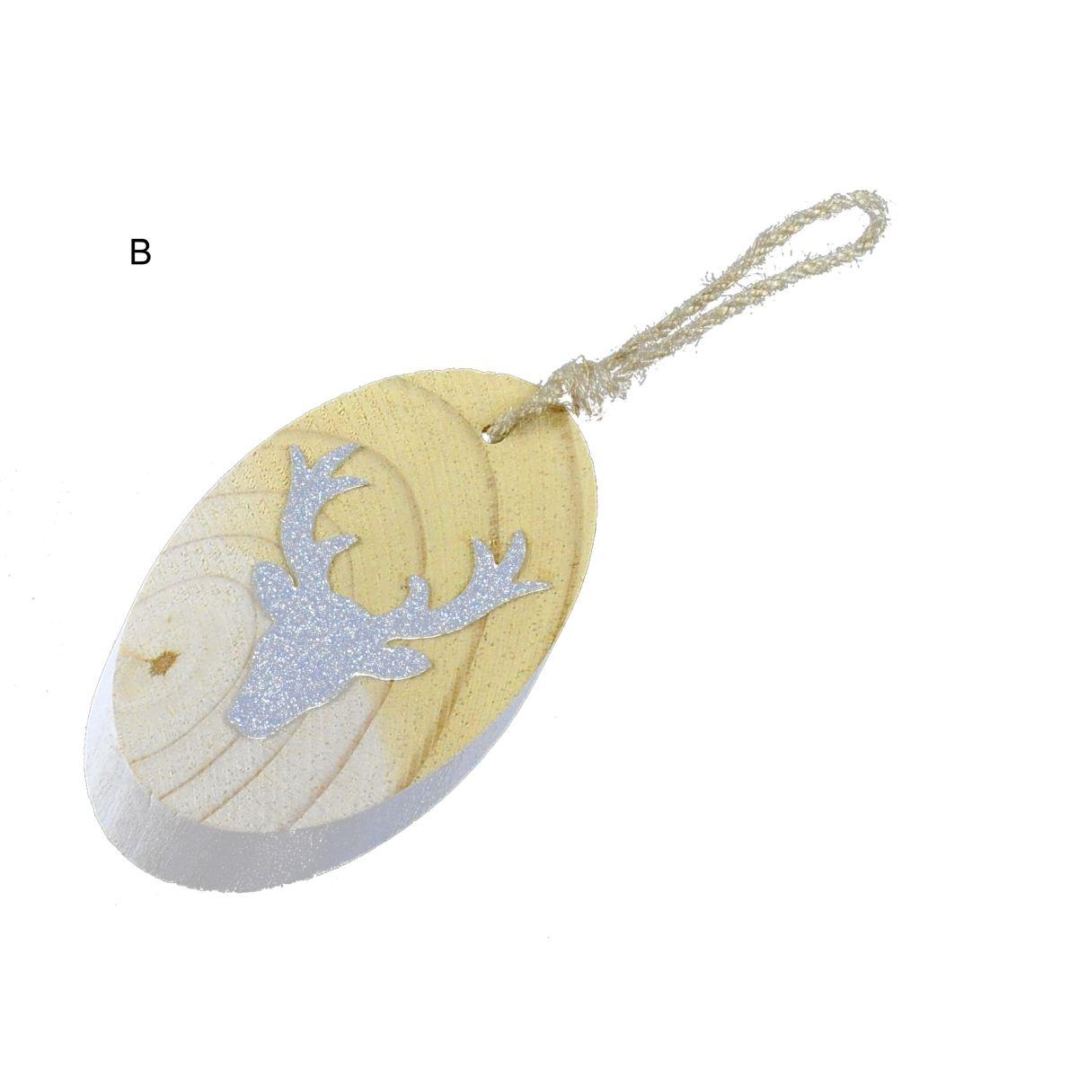 Decorazione natalizia legno ovale 13 cm