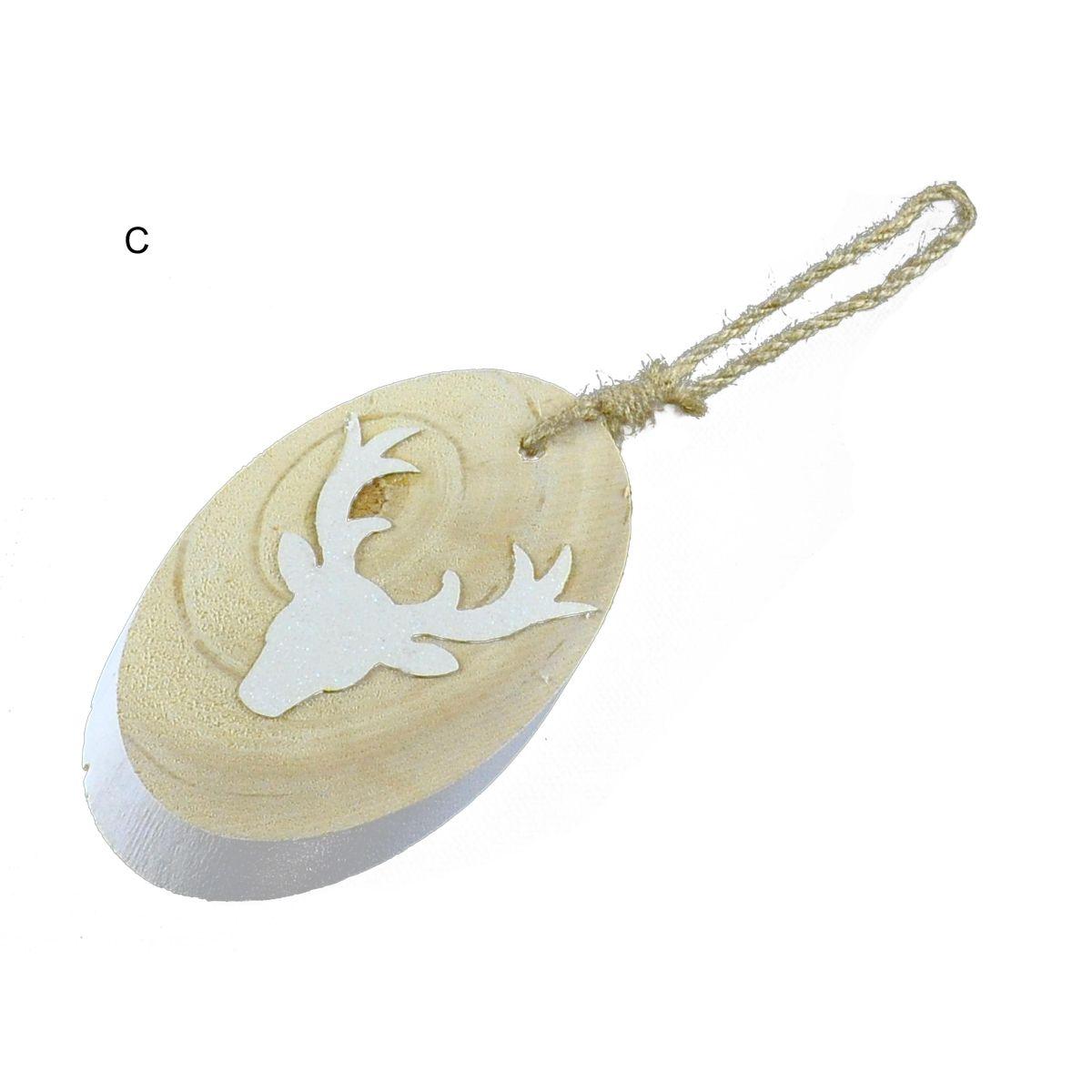 Decorazione natalizia legno ovale 13 cm