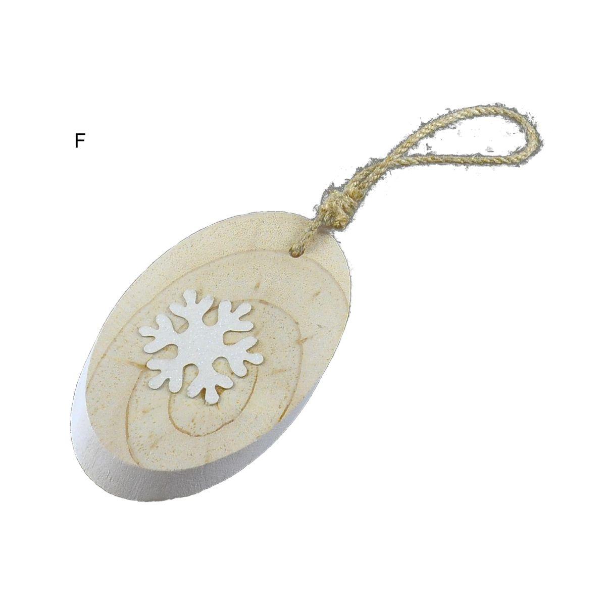 Decorazione natalizia legno ovale 13 cm