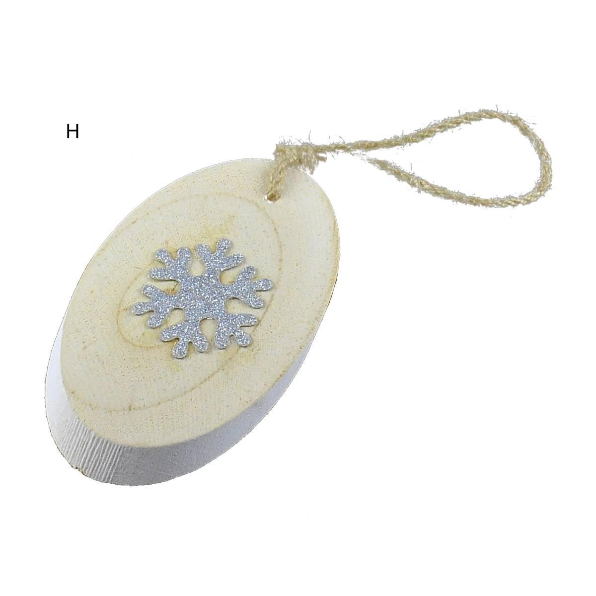 Decorazione natalizia legno ovale 13 cm