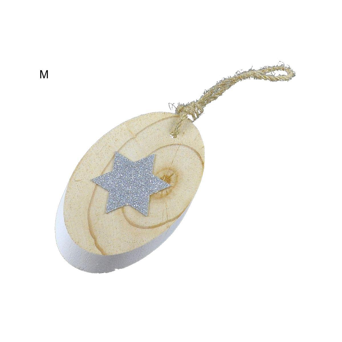 Decorazione natalizia legno ovale 13 cm