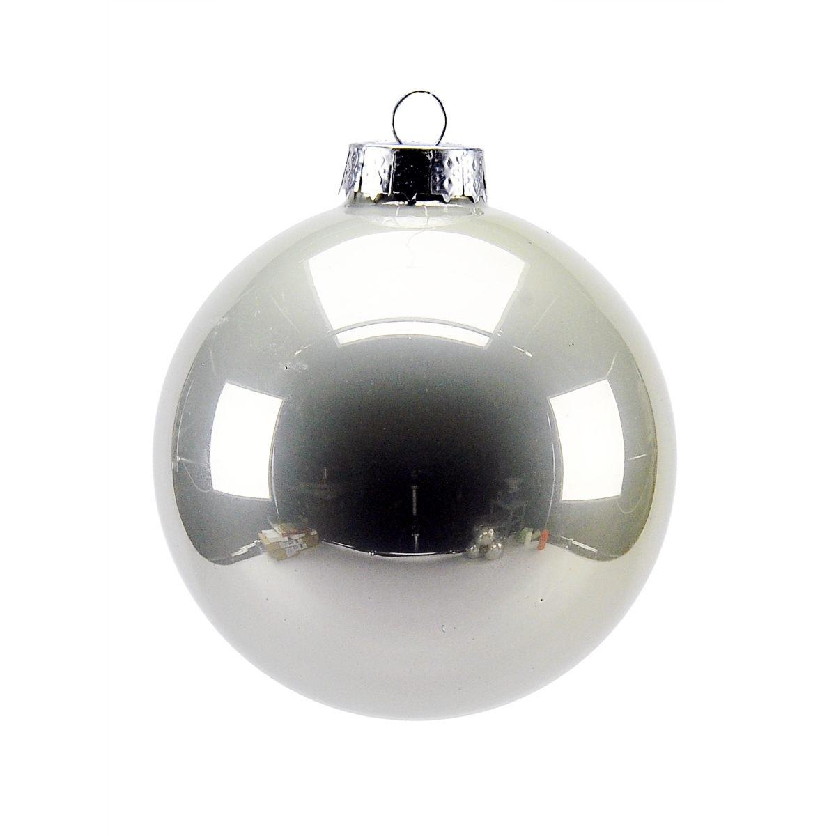 Pallina natalizia vetro argento perlato Set 6 pz