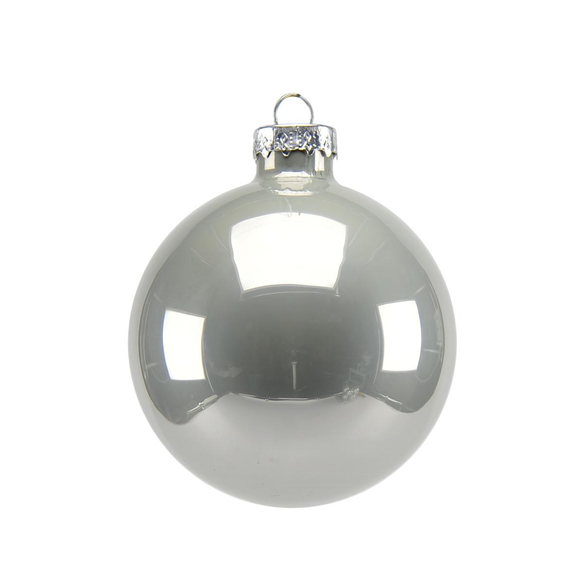 Pallina natalizia vetro argento perlato Set 8 pz