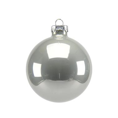 Pallina natalizia vetro argento perlato Set 8 pz