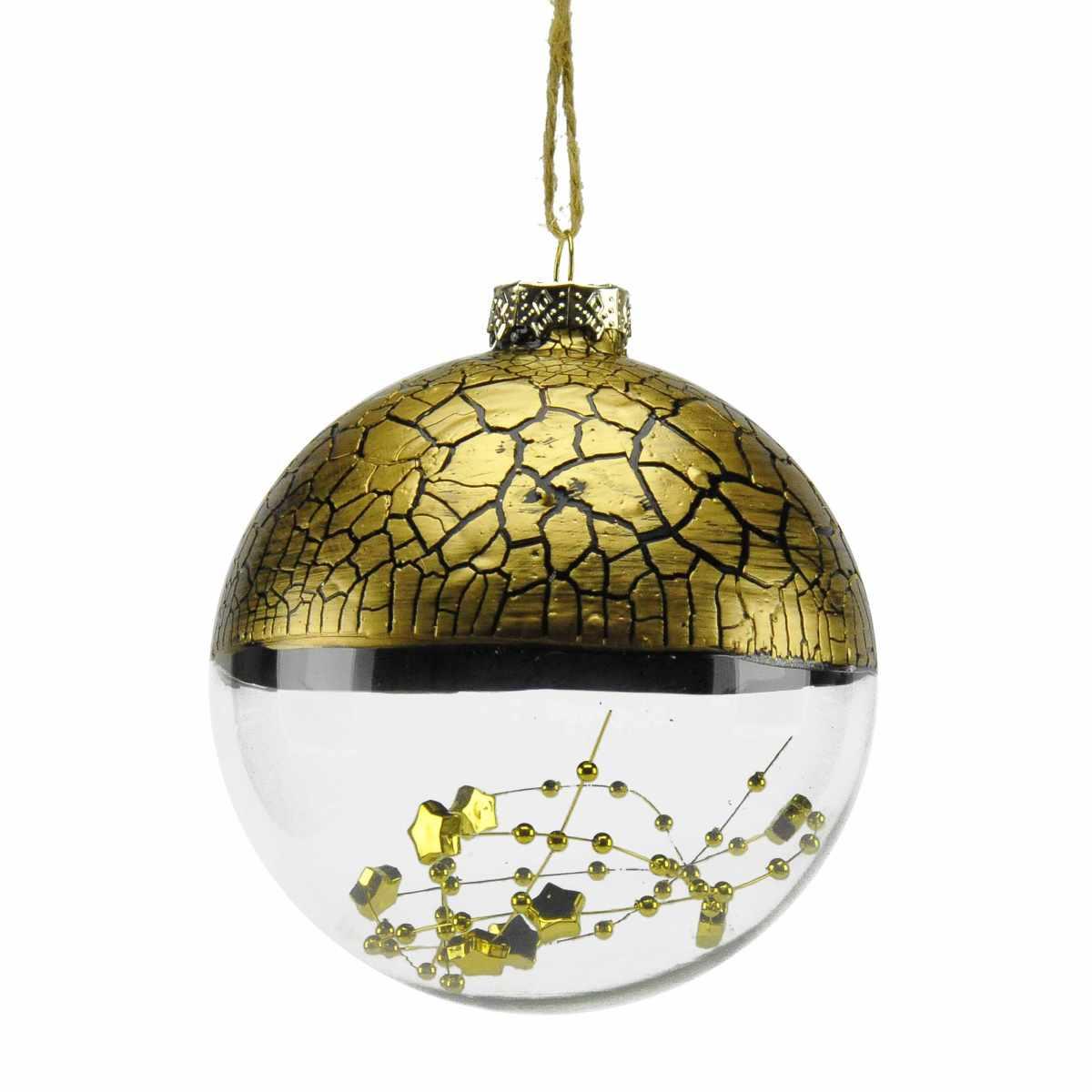Pallina natalizia vetro trasp bronzo sat filo Ø 10 cm