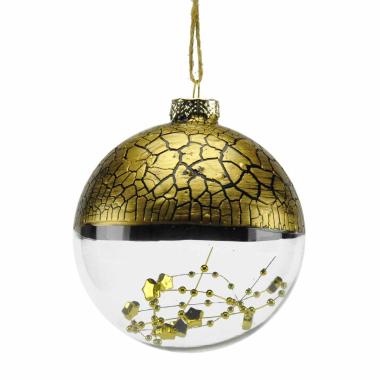 Pallina natalizia vetro trasp bronzo sat filo Ø 10 cm