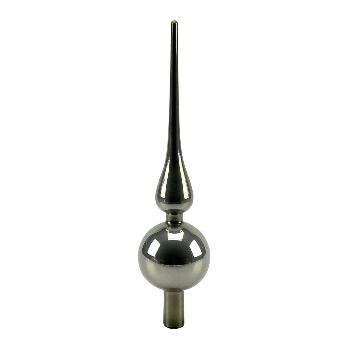 Puntale albero natale vetro argento perlato 30 cm