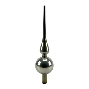 Puntale albero natale vetro argento perlato 30 cm