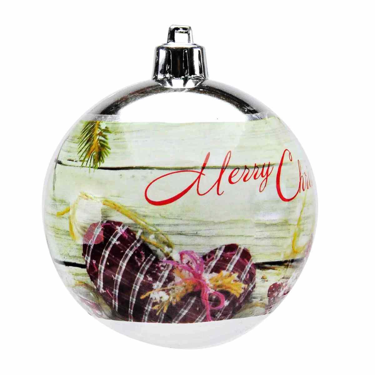 Pallina natalizia argento scritta marry christmas Set 8 pz