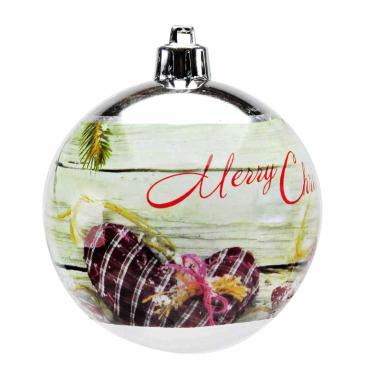 Pallina natalizia argento scritta marry christmas Set 8 pz