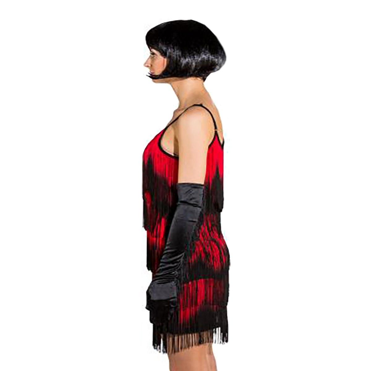 Costume charleston nero rosso frange