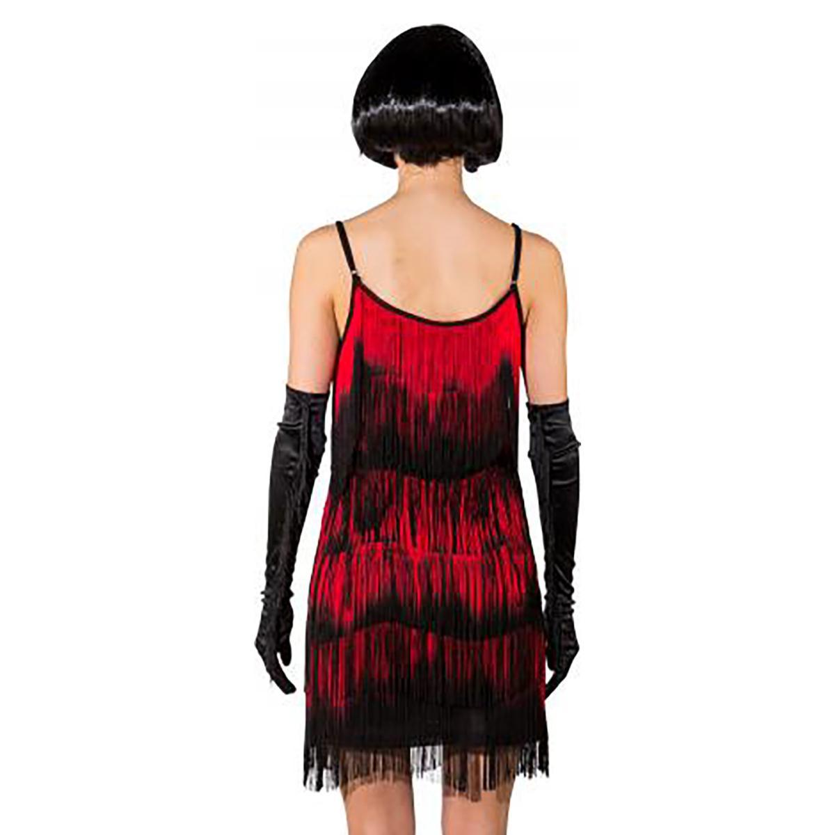 Costume charleston nero rosso frange