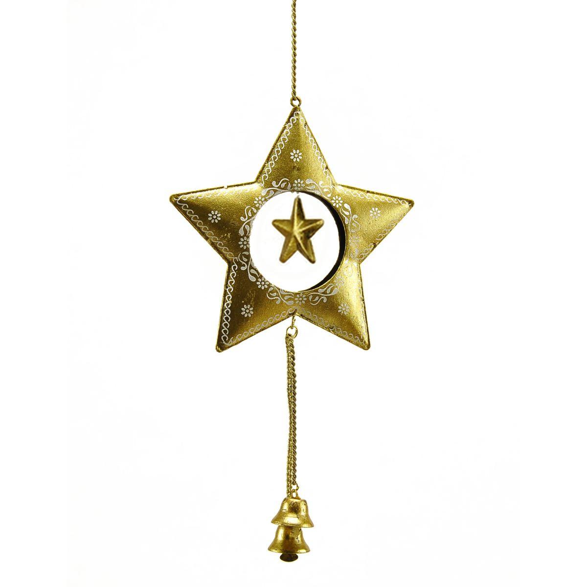 Decorazione natalizia stella metallo 12 cm