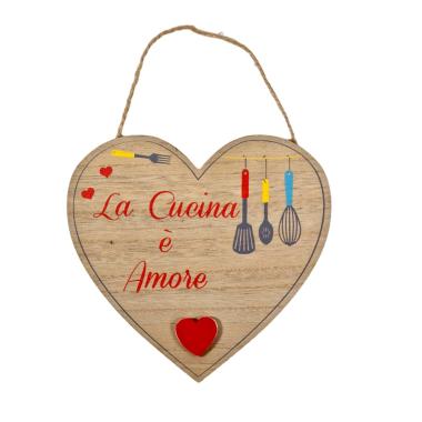 Targa cuore legno scritta