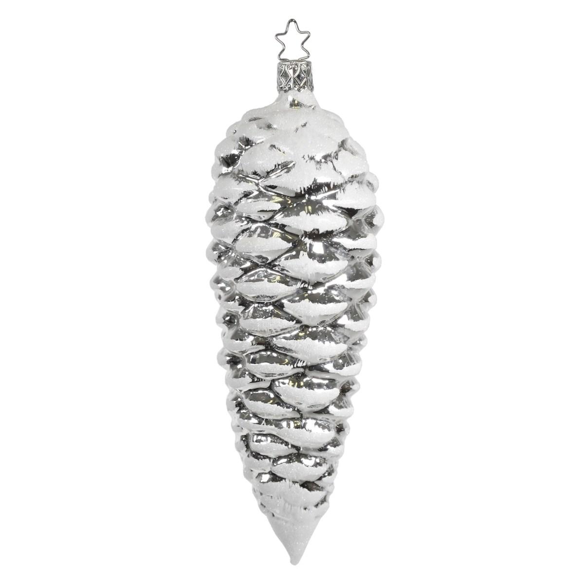 Pallina natalizia vetro collezione pigna argento 19 cm