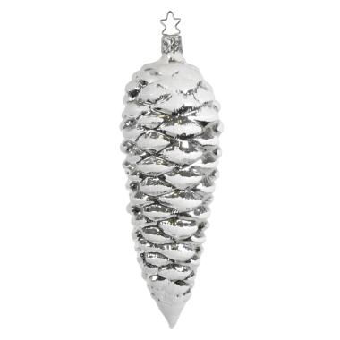 Pallina natalizia vetro collezione pigna argento 19 cm