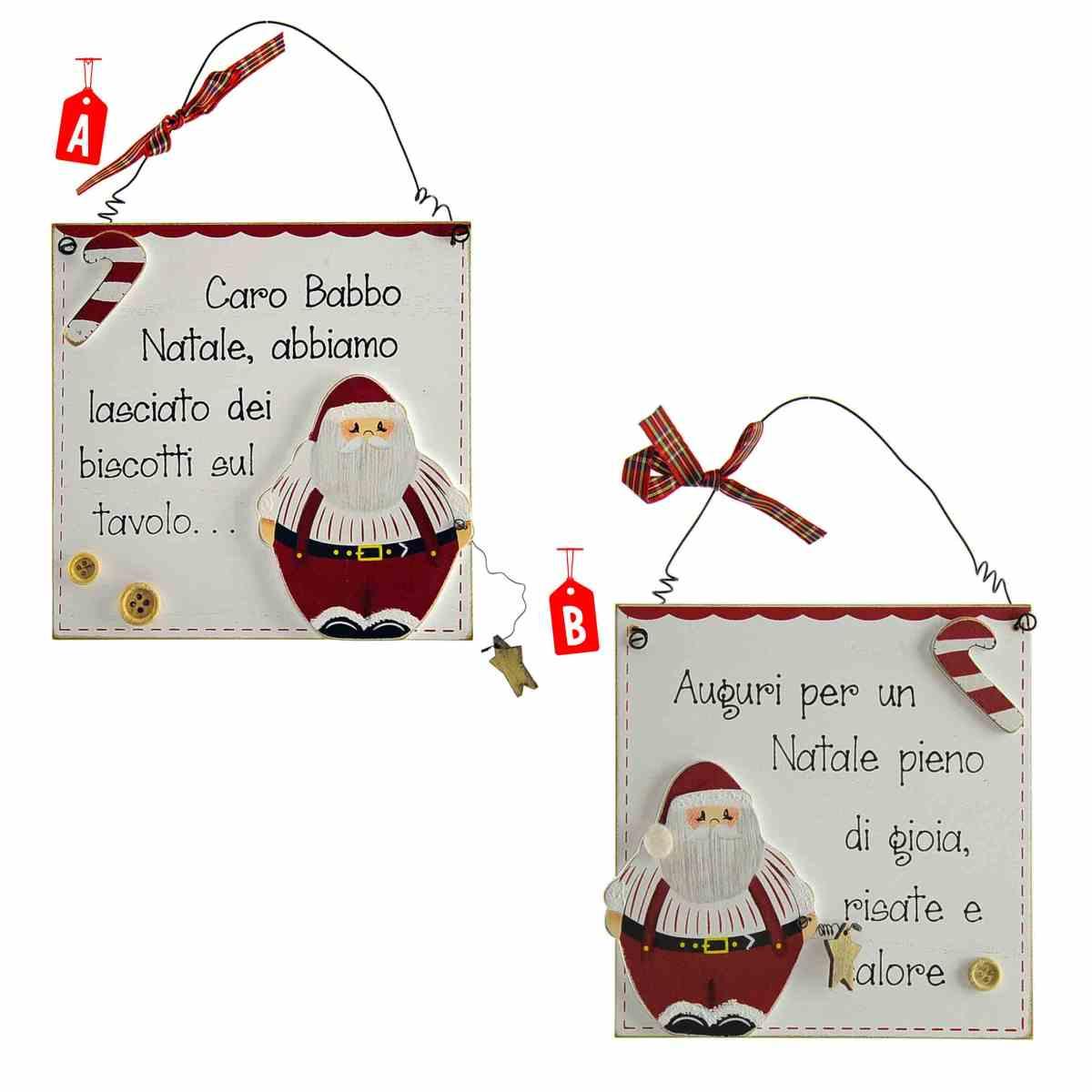 Targa natalizia legno scritta babbo 2 mod 15 cm
