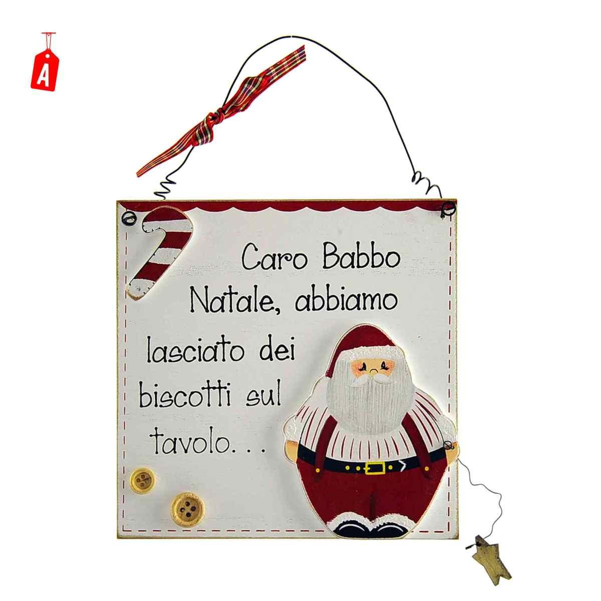 Targa natalizia legno scritta babbo 2 mod 15 cm