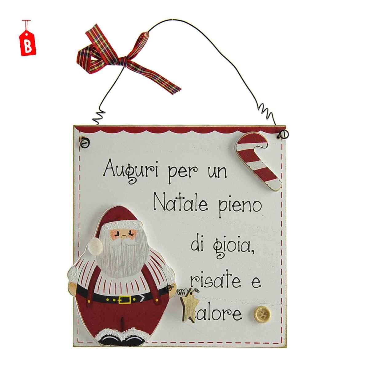 Targa natalizia legno scritta babbo 2 mod 15 cm