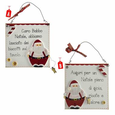 Targa natalizia legno scritta babbo 2 mod 15 cm