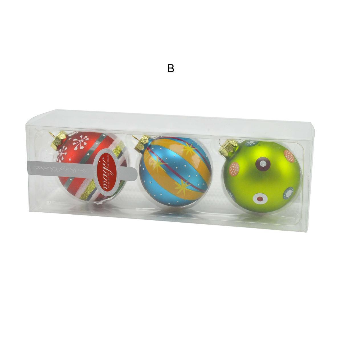 Pallina natalizia vetro collezione multicolor Set 3 pz