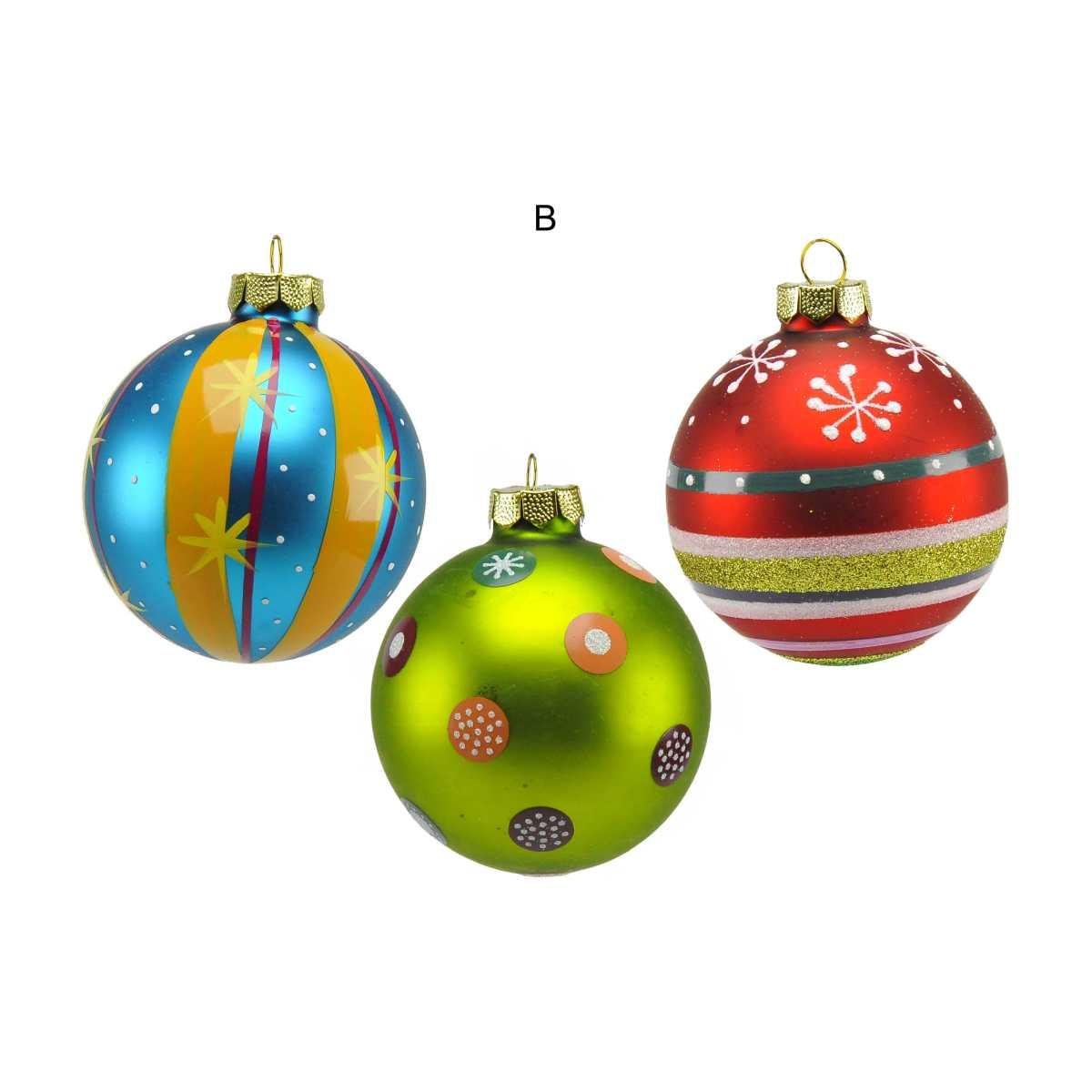 Pallina natalizia vetro collezione multicolor Set 3 pz