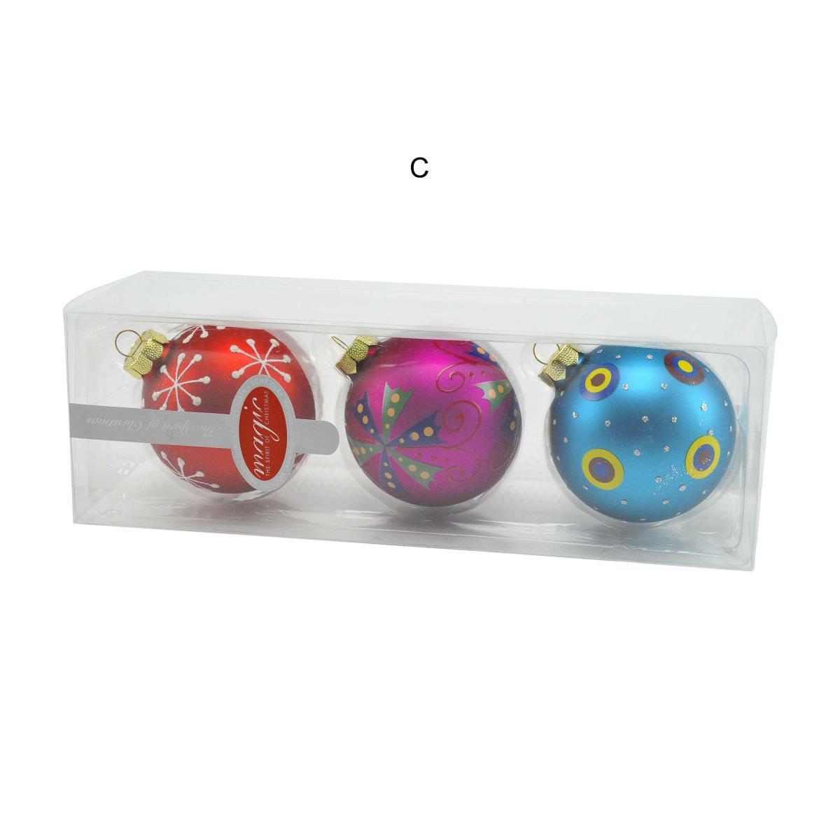 Pallina natalizia vetro collezione multicolor Set 3 pz