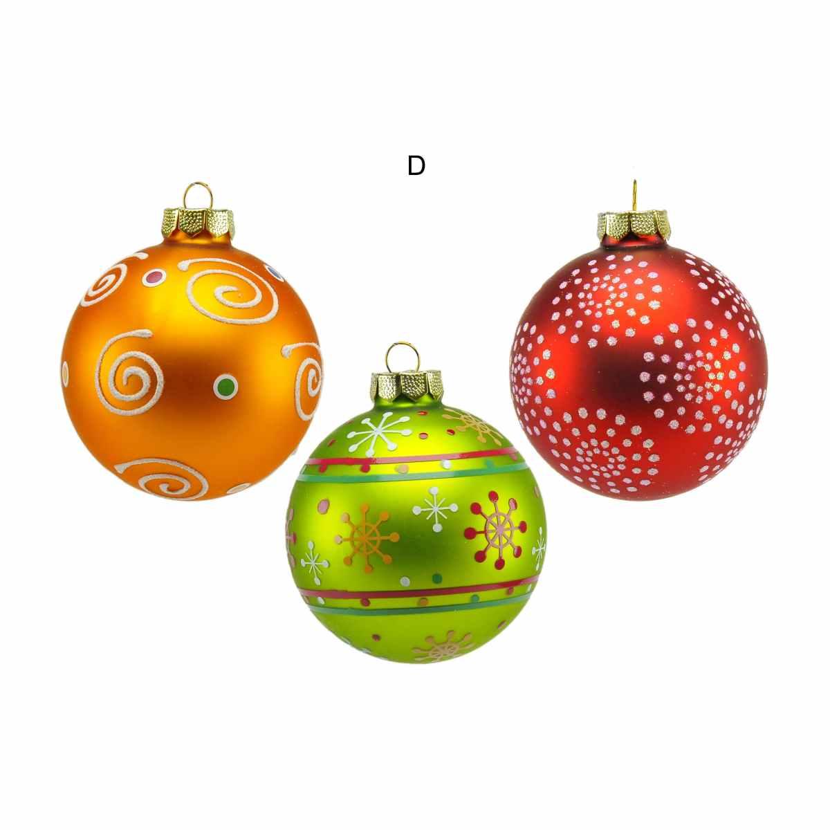 Pallina natalizia vetro collezione multicolor Set 3 pz