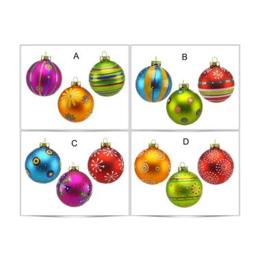 Pallina natalizia vetro collezione multicolor Set 3 pz