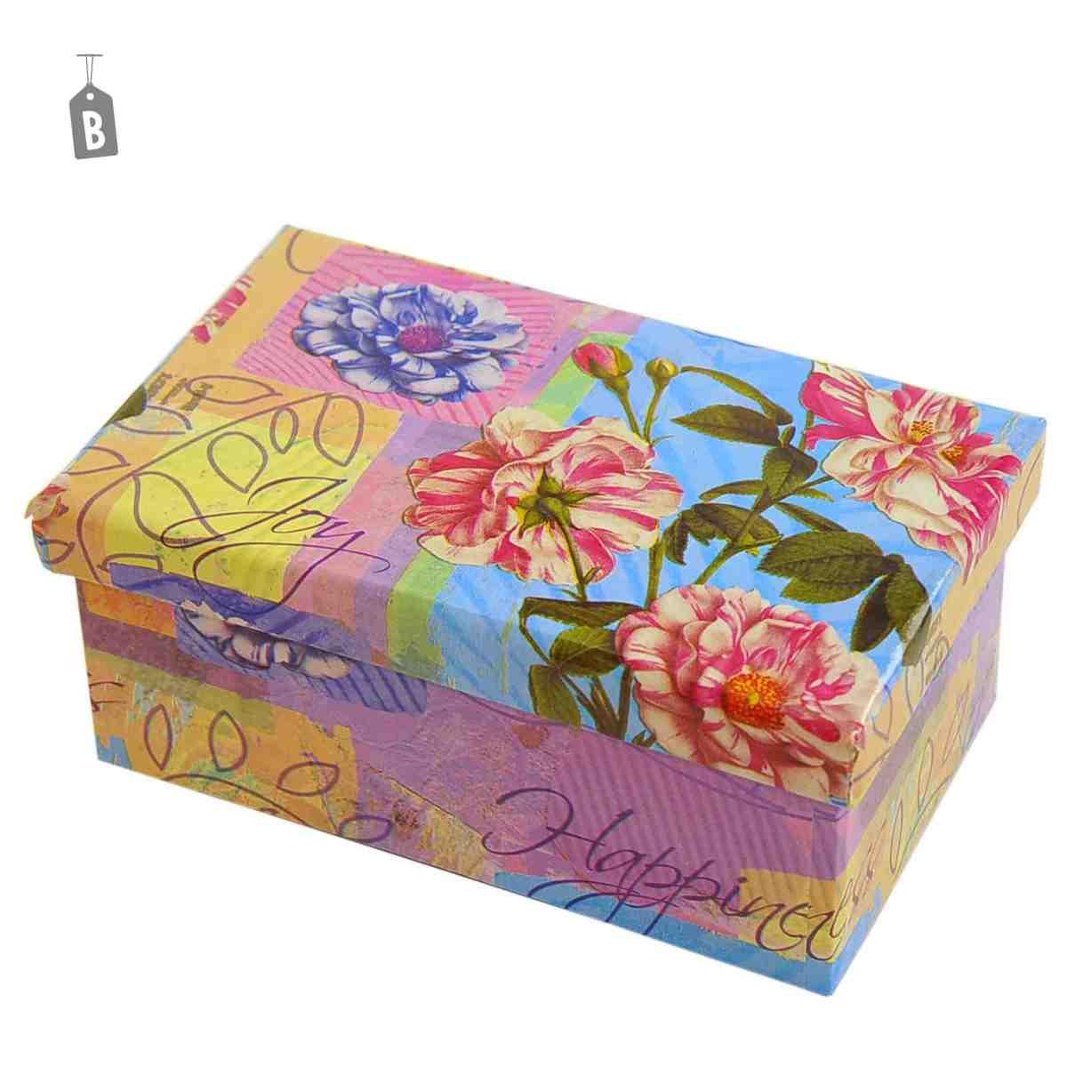 Scatola cartone 2 fiori animali assortiti 14 x 8,5 x 6 cm
