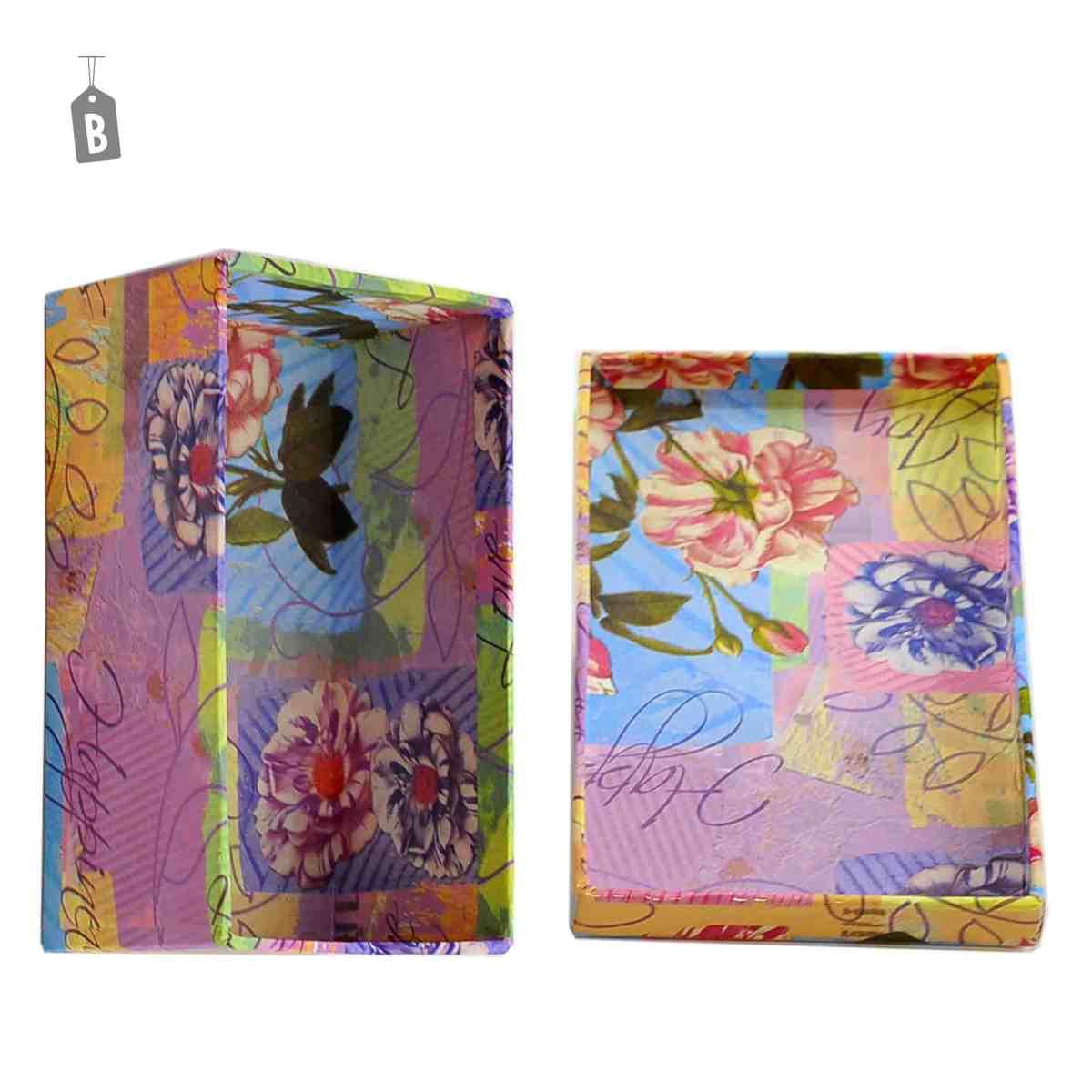 Scatola cartone 2 fiori animali assortiti 14 x 8,5 x 6 cm