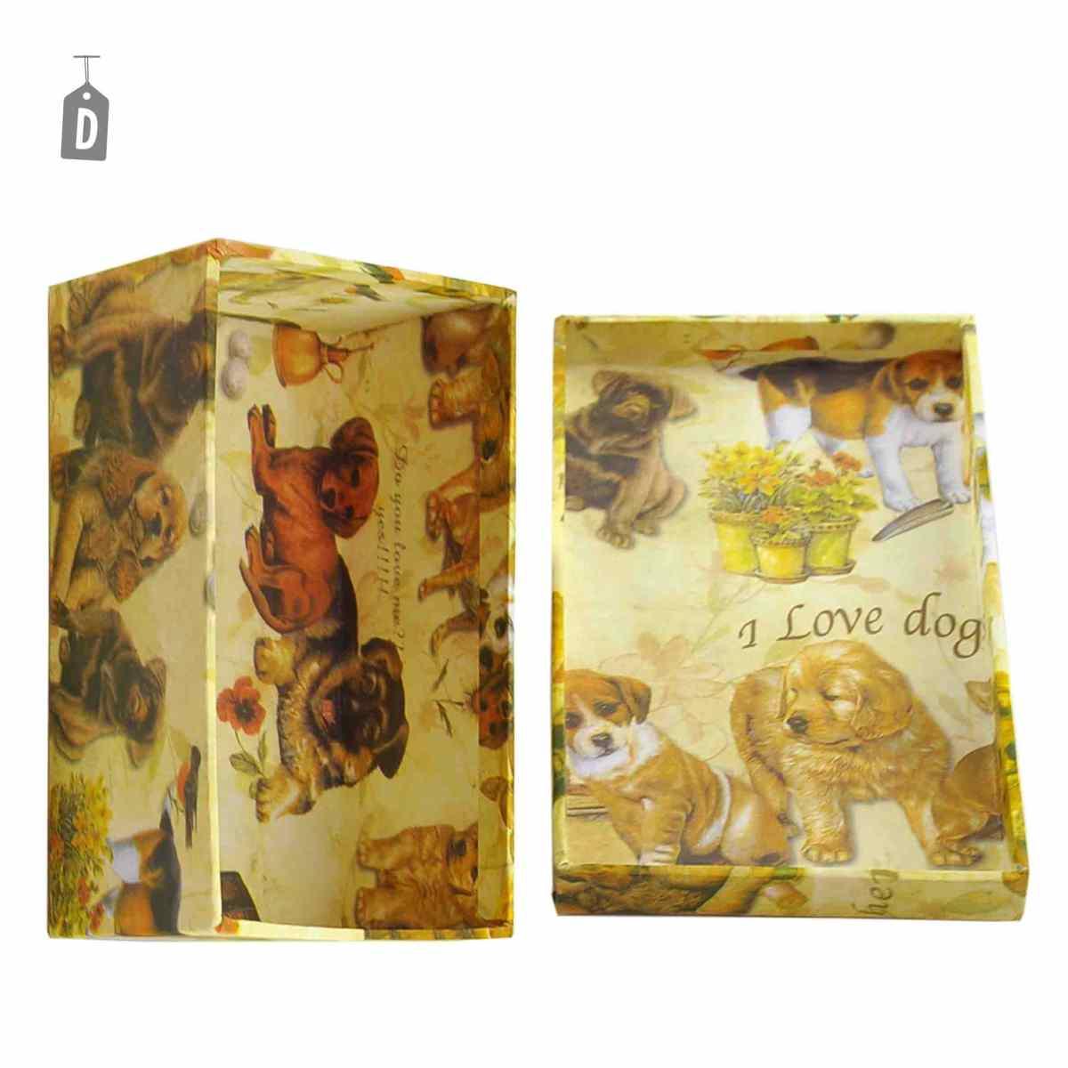 Scatola cartone 2 fiori animali assortiti 14 x 8,5 x 6 cm