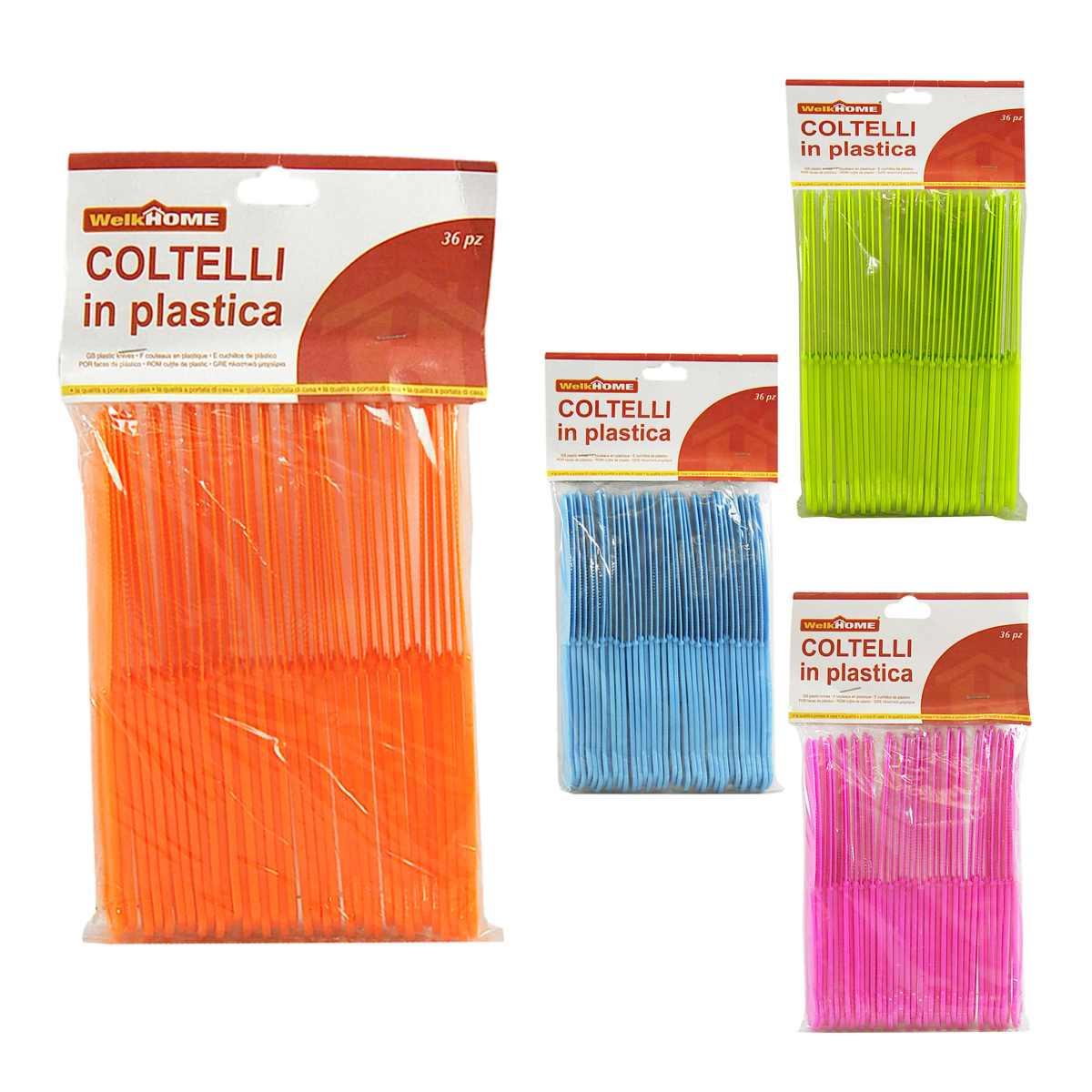 Posate party coltello pvc 4 colori w home 36 pz