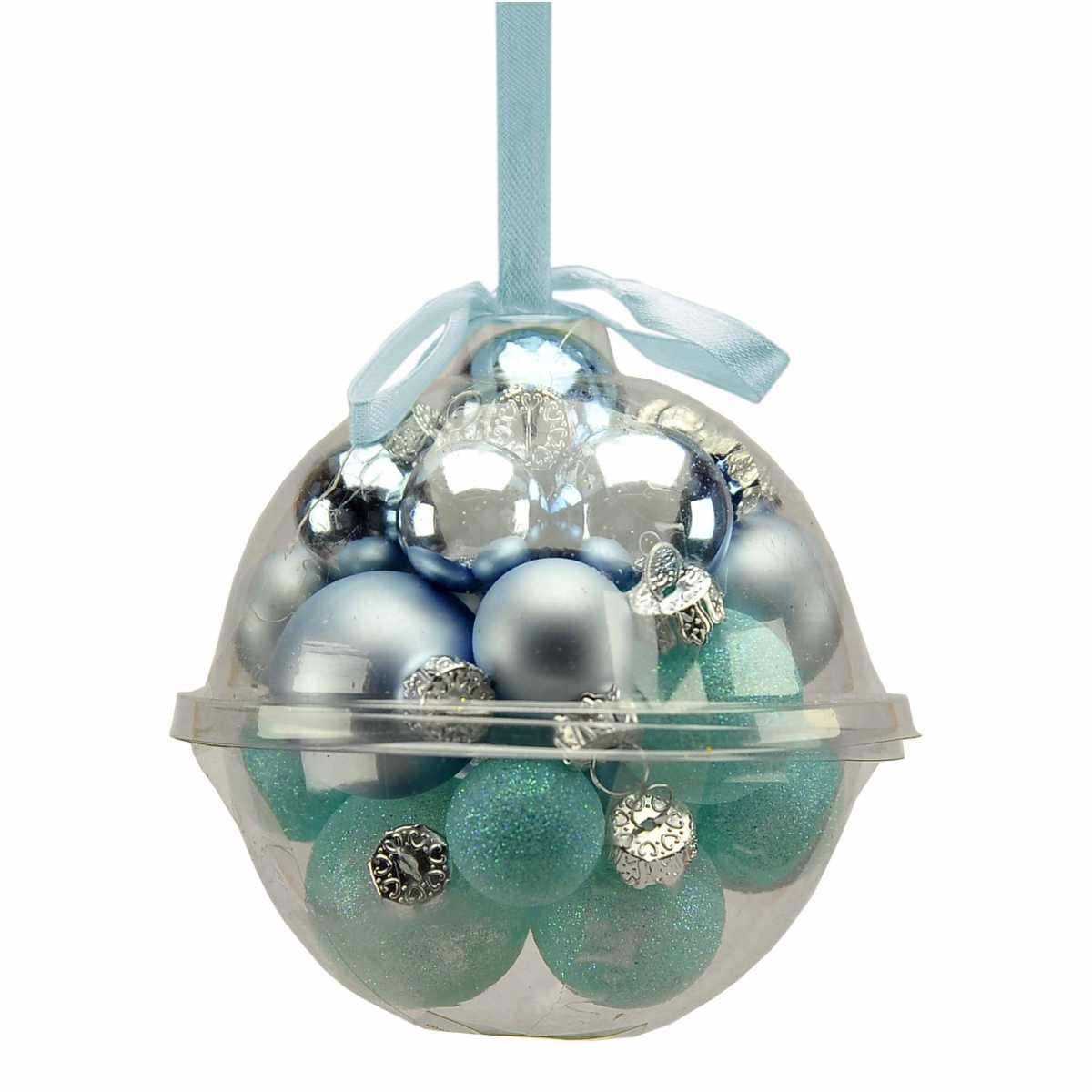 Palline natalizie vetro 5 3 azzurre Ø 2 cm