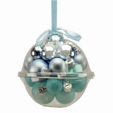 Palline natalizie vetro 5 3 azzurre Ø 2 cm